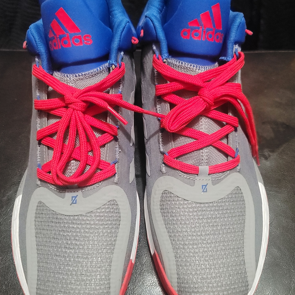 Adidas D Rose 11 Gray and Blue Sneakers with Red Accents